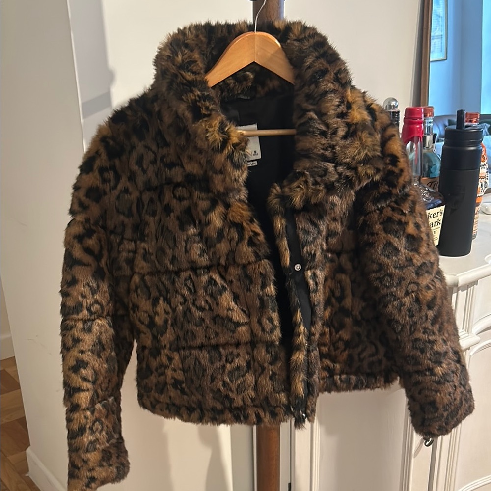 Leopard Print Faux Fur Abercrombie coat